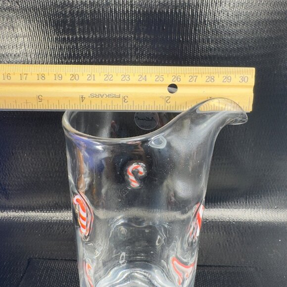 ARTLAND Hand Blown Candy Canes Holiday Handless Pitcher Carafe Jug Clear Glass - Picture 3 of 9